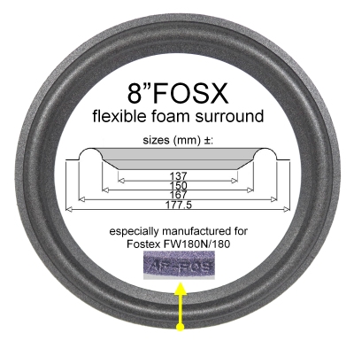 ACR > Fostex FW180 & FW180N - woofer / midrange : 1x Foam surround for repair loudspeaker.