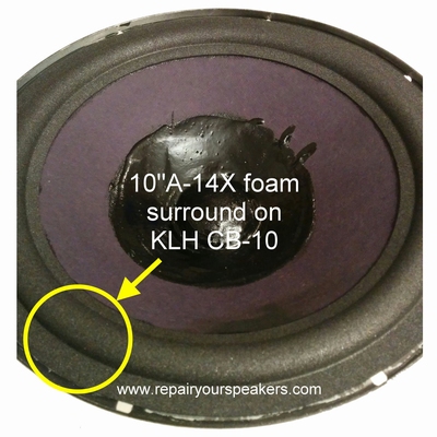 most 10 inch KLH speakers - 1x Foam surround for repair