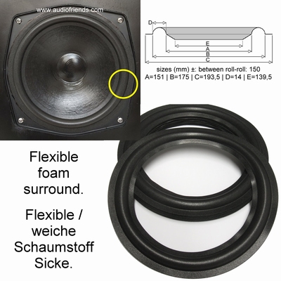 Heco SM535 - 8 inch - 1x Foam surround for repair speaker