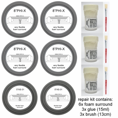 Philips FB825 luidsprekers: Reparatieset met uitstekend flexibele raden voor reparatie.