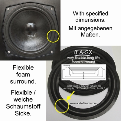 1 x Schaumstoff Sicke für Reparatur MB Quart QL SP3 speaker