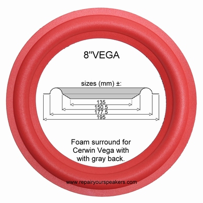 Cerwin Vega DXW8, REW8, V8, VS80 - 1x Foam surround