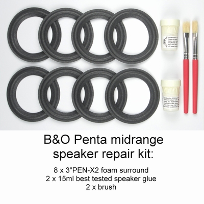 B&O Penta repair-kit: 8x FOAM surrounds + 2x glue + 2x brush