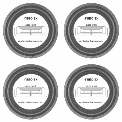 B&O CX100, C75, type 7T41A - 4 x 4"BEO-SX foamrand voor reparatie woofer - midrange luidspreker.
