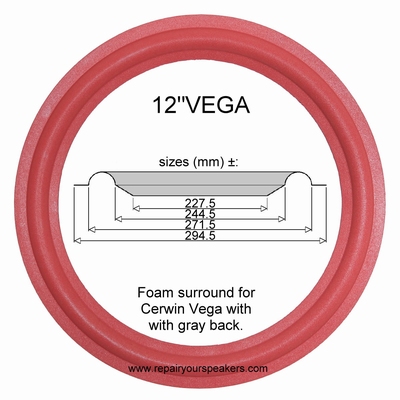 1 x Schaumstoff Sicke für Cerwin Vega AT-12, AT-60, AT-80