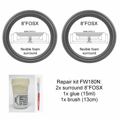 Fostex FW180N / FW180 - Repair kit foam surrounds