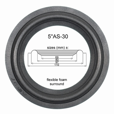 5"AS-30 - SCHAUMSTOFF Sicke für Reparatur Lautsprecher