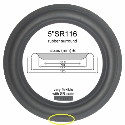 5"SR116 - RUBBER surround for repair