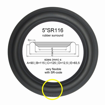 5"SR116 - RUBBER surround for speaker repair
