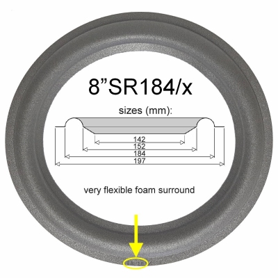 8"SR184/x - SCHAUMSTOFF Sicke ORIGINAL für Reparatur Tieftöner VIFA M21WN / SEAS