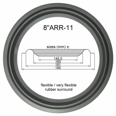 8"ARR-11 - GUMMI Sicke für Reparatur Lautsprecher