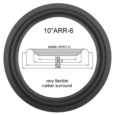 10"ARR-6 - RUBBER rand voor speaker reparatie