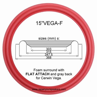 15"VEGA-F - FOAM surround FLAT inner lip for Cerwin Vega