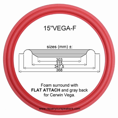 15"VEGA-F - SCHAUMSTOFF Sicke FLACHE flansch für Cerwin Vega