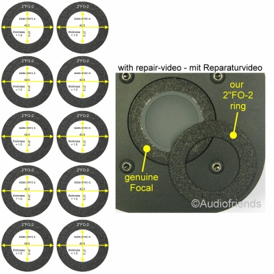 Focal T120-T101-T122-T121-TC90K-T100K-T92-TN51 - 10x Foam surround ring for repair tweeter.