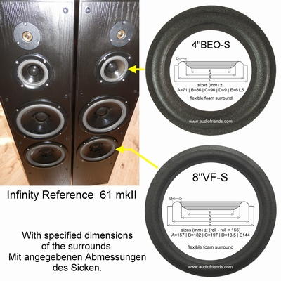 Infinity Reference 61 mkII - Repair kit 6 surrounds.