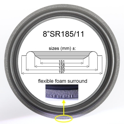 8"SR185/11 - SCHAUMSTOFF ORIGINALSICKE für VIFA M21WG-09-08