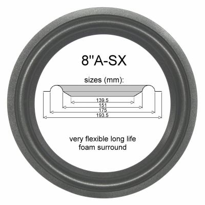 8"A-SX - FOAM rand voor speaker reparatie