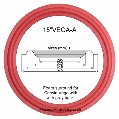 Cerwin Vega AT-100, A-15, ATW-1, VS-150: 1x Surround foam.