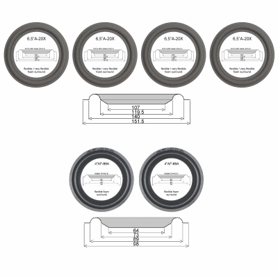 JBL ATX-40 - A0906A woofer + A0904A midrange : 6 x foam edges for repair loudspeakers.