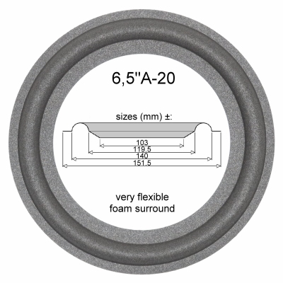 Kendo Status Line 75, 75A, 95, 95A - Jamo 6,5 inch woofer: 1x Foam surround for repair loudspeaker.