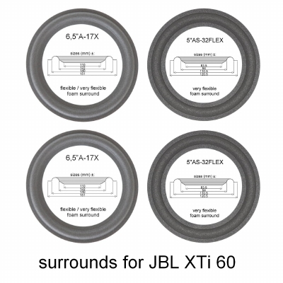JBL XTi 60 (A2106A Tieftöner) - XTi 60 (A2105A Mitteltöner) - 4x Schaumstoff Sicken für Reparatur.