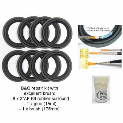 B&O Beovox/Beolab Penta - Reparatieset: Flex. RUBBER randen+ lijm + uitstekende penseel.