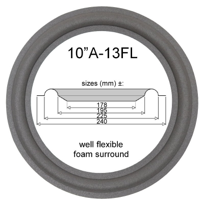 10"A-13FL - SCHAUMSTOFF Sicke für Reparatur Lautsprecher