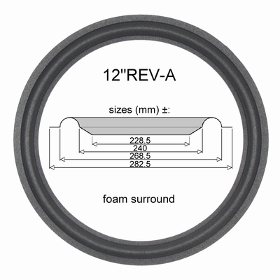 Revox 12" - 1x Schaumstoff Sicke für Reparatur verscheidene