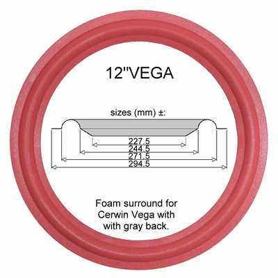 1 x 12 inch foamrand voor reparatie Cerwin Vega