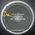 1 x Schaumstoff Sicke für JBL 125A, 127A, 127H-1 usw.