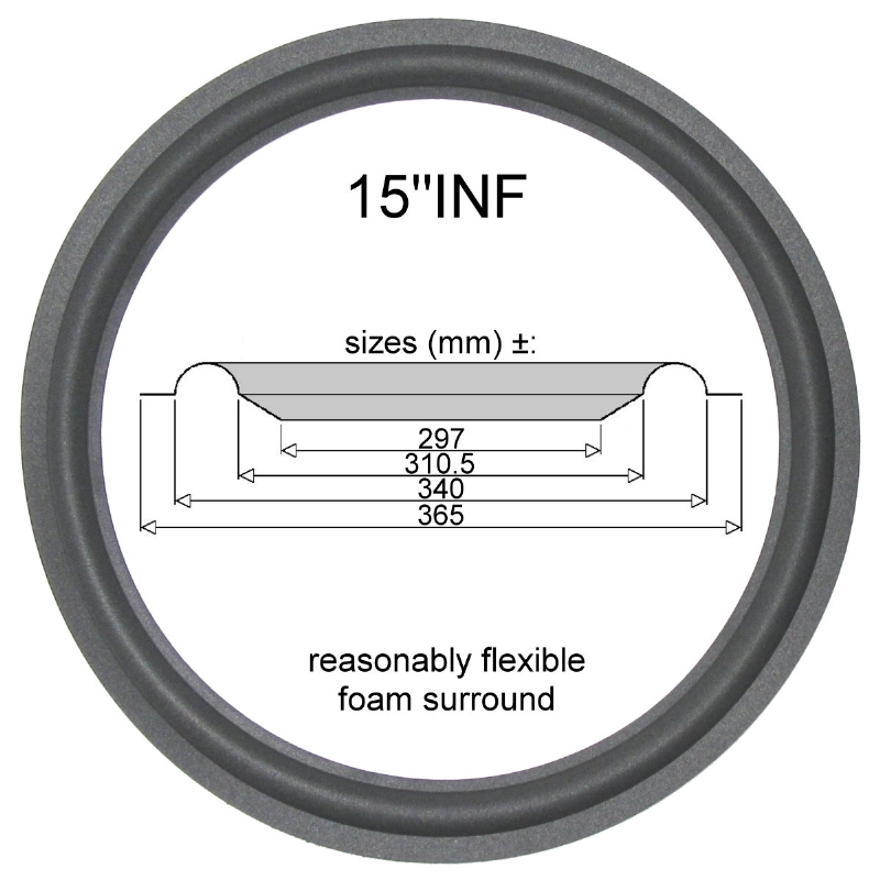Infinity SM155 1x foam surround for repair woofer