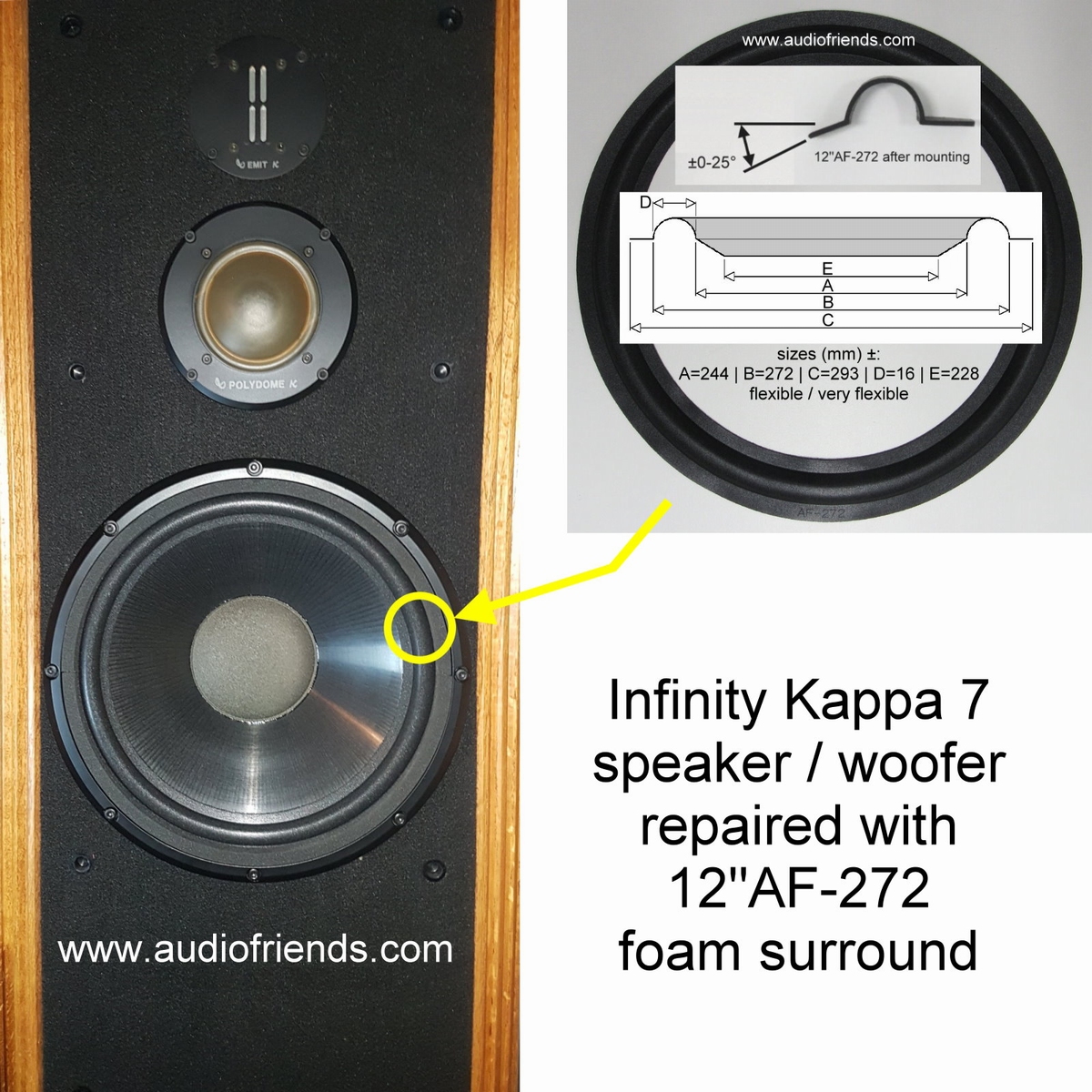 Infinity Kappa 8a Premium Lautsprecher Sickenreparatur für 2 Tieftöner